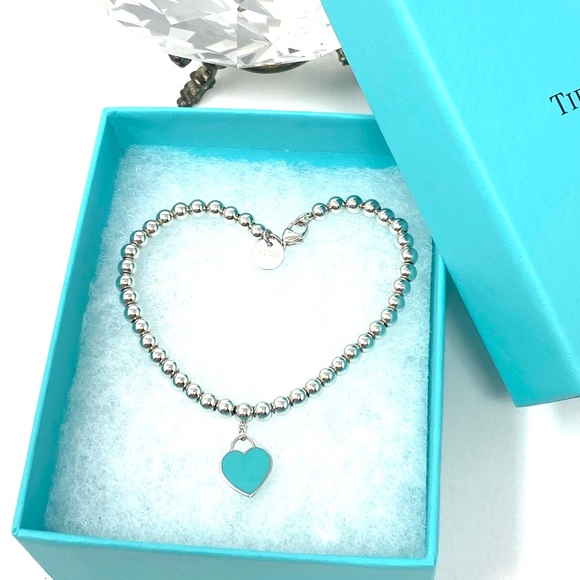 Authentic Tiffany & CO. Return To Mini Heart Tag Enamel Blue Bracelet. - Picture 6 of 8